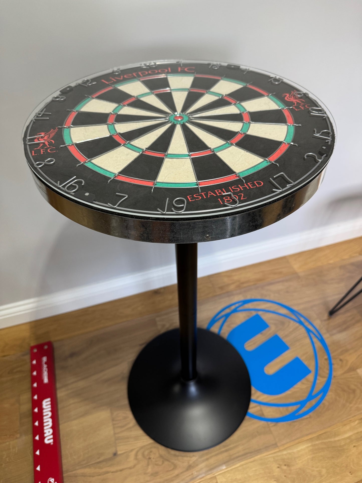 Dartboard Bar Table - Football Themed - Adjustable - Oche Table